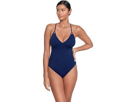 (取寄) ローレン ラルフローレン レディース ビーチ ソリッズ ストラップ バンジ ワン ピース LAUREN Ralph Lauren women LAUREN Ralph Lauren Beach Cllub Solids Strappy Plunge One Piece Blue