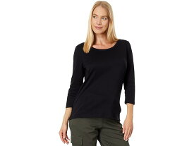 (取寄) エルエルビーン レディース ピマ コットン シェイプド ジュエルネック ティー 3/4 スリーブ L.L.Bean women L.L.Bean Pima Cotton Shaped Jewelneck Tee 3/4 Sleeve Black