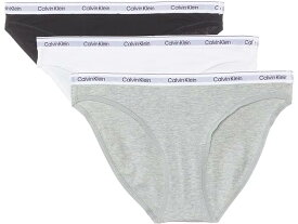 (取寄) カルバンクライン アンダーウェア レディース モダン ロゴ ビキニ 3-パック Calvin Klein Underwear women Calvin Klein Underwear Modern Logo Bikini 3-Pack Black/White/Grey Heather