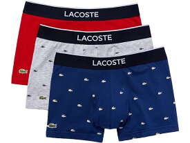 (取寄) ラコステ メンズ トランクス 3-パック カジュアル ライフスタイル オール オーバー プリント クロコ Lacoste men Lacoste Trunks 3-Pack Casual Lifestyle All Over Print Croc Methylene/Silver Chine/Red