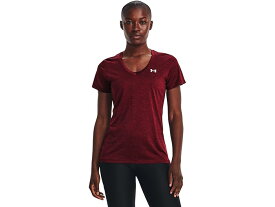 (取寄) アンダーアーマー レディース Ua テック ツイスト V-ネック Under Armour women Under Armour UA Tech Twist V-Neck Dark Maroon/Cordova Red/Metallic Silver