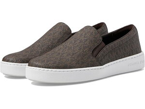 (���) �}�C�P���R�[�X ���f�B�[�X �L�[�g�� �X���b�|�� MICHAEL Michael Kors women Keaton Slip-On Brown Mini MK Logo Coated Canvas/Suprema Nappa Sport