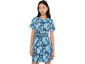(���) �����[ �s�����b�c�@�[ ���f�B�[�X �u���C�� �X�g���b�` �V�t�g Lilly Pulitzer women Brynne Stretch Shift Low Tide Navy Seashell Splendor Engineered Woven Shift