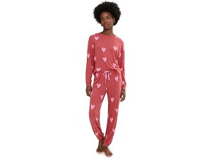 (���) ���f�B�[�X �X�^�[ �V�[�J�[ �u���b�V�� �W���[�W ���E���W �Z�b�g HONEYDEW women Star Seeker Brushed Jersey Lounge Set Cherry Hearts