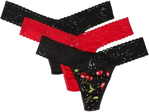 (���) �n���L�[ �p���L�[ ���f�B�[�X 3 �p�b�N �h���[���C�[�Y ���E ���C�Y �g���O�X Hanky Panky women 3 Pack DreamEase Low Rise Thongs Black/Cherry Bomb/Red