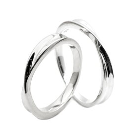 ペアリング カップル 2個セット 刻印 メビウス シルバー925 シンプル 細身 指輪 マリッジリング 結婚指輪 Silver925 2本セット