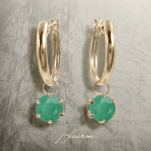 エメラルド ピアス K10 ピンクゴールド フープ ピアス 5mm スタッド ゴールド 両耳用 10K 送料無料 fourm クリスマス ギフト 母の日 レディース メンズ 男性 女性 ラッピング 包装 袋 誕生日 プレ