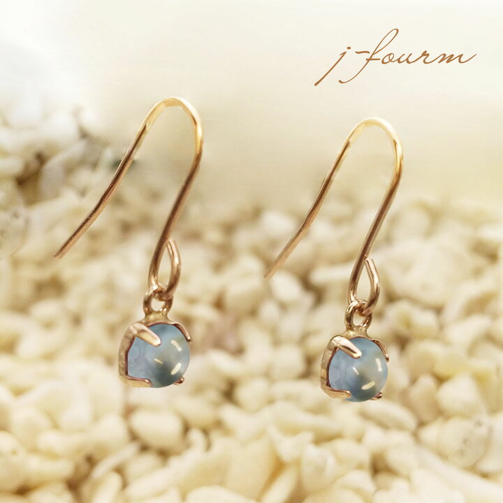 楽天市場】アクアマリン ピアス K10 ピンクゴールド 3mm カボション 