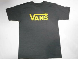 VANS バンズ CLASSIC LOGO クラシックロゴ Tシャツ ヘザーブラックxイエロー