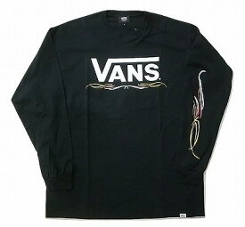 VANS バンズ PIN STRIPE FLV ピンストライプ ロゴ ロングスリーブ ロンT　黒 ブラック