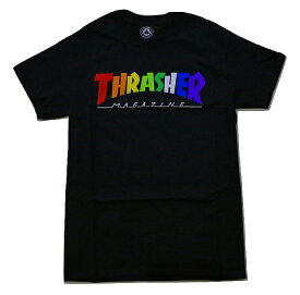 THRASHER スラッシャー RAINBOW MAG レインボー マグロゴ Tシャツ 　黒 ブラック