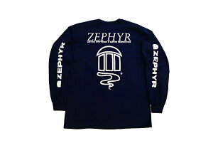ZEPHYR GEKKO ICON DOUBLE SLEEVE PRINT �[�t�@�[ ���� �A�C�R�� LS �����O�X���[�u ����T NAVY �� �l�C�r�[