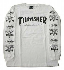 THRASHER スラッシャー MULTI-C L/S ゴート&ダイヤロゴスリーブマルチプリント ロングスリーブ ロンT 白