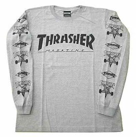 THRASHER スラッシャー MULTI-C L/S ゴート&ダイヤロゴスリーブマルチプリント ロングスリーブ ロンT 灰 ヘザーグレー