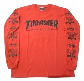 THRASHER スラッシャー MULTI-C L/S ゴート&ダイヤロゴスリーブマルチプリント ロングスリーブ ロンT 赤 レッド