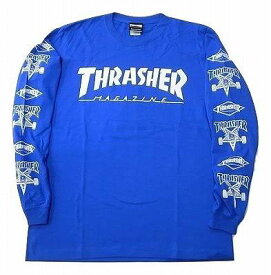 THRASHER スラッシャー MULTI-C L/S ゴート&ダイヤロゴスリーブマルチプリント ロングスリーブ ロンT 青 ロイヤル