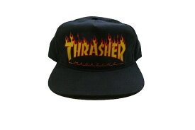 THRASHER スラッシャー FLAME フレームロゴプリント SNAPBACK CAP スナップバックキャップ 黒 ブラック