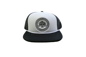VANS バンズ CIRCLE CHECK TRUCKER CAP　サークルチェック 刺繍 メッシュ キャップ WHITE/BLACK 白x黒 ホワイト/ブラック