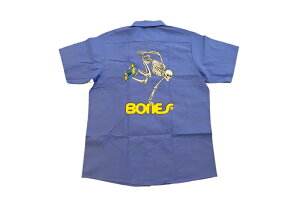 POWELL PERALTA �p�E�G�� SKATEBOARD SKELETON WORK SHIRT �X�P�[�g�X�P���g�� ���[�N�V���c POST BLUE �|�X�g�u���[