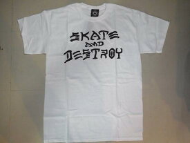 THRASHERスラッシャー　SKATE&DESTROY スケート＆デストロイLOGO　白x黒