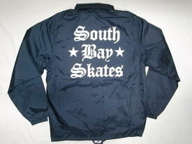 SOUTH BAY SKATES サウスベイスケート STARS&LOGO オールドイングリッシュロゴ ナイロンコーチジャケット 紺 ネイビー
