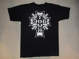 DOGTOWN ドッグタウン CROSS　モノトーンクロスロゴ　Tシャツ ブラック 黒x白