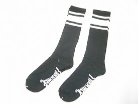 THRASHER スラッシャー SKATE HIGH SOCKS ライン スケートソックス 2足セット 黒 ブラックx2