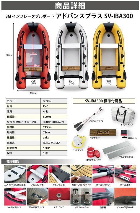 楽天市場】【1年保証あり】ミニボート 3m エントリーセット 船外機付き 