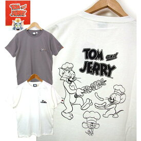 トムとジェリー 刺繍とプリントTシャツ grn ×トムとシェリー コラボ tシャツ 半t gn2136R　クッキング grn×トムとジェリー コラボレーション Tシャツ