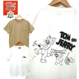 トムとジェリー 刺繍とプリントTシャツ grn ×トムとシェリー コラボ tシャツ 半t gn2137R　DIY スパナ