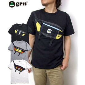 grn tシャツ 2021 ジーアールエヌ半袖tシャツ GU121121F　U.S. COTTON　パッグモチーフTシャツ　BODY BAG MOTIF TEE　アウトドアtシャツ