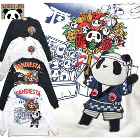 Tシャツ パンディエスタ 大きな刺繍とプリントTシャツ 縁起物 熊手 PANDIESTA メンズ 長袖 ロンt 533202 和柄ロンtee カットソー　刺繍とプリントで豪華なカットソー