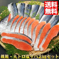甘塩銀鮭 切り身　大トロ鯖 半身 kgセット 送料無料 お弁当 おかず 同梱 魚 セット しゃけ 鮭 サバ 鯖 塩…