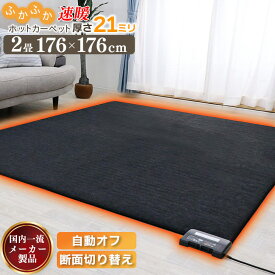 先どり夏SALE！【限界価格挑戦！】 プレミアム 電気カーペット 2畳 176×176 ホットカーペット 厚さ21mm 暖房器具 暖房 床暖房カーペット ホットマット 電気マット 電気ホットカーペット 電気 ホット カーペット 冬 秋冬 暖か あったかグッズ 厚手