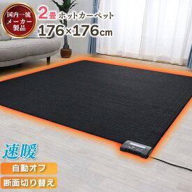 先どり夏SALE！【限界価格挑戦！】 省エネ 電気カーペット 2畳 176×176 ホットカーペット 暖房器具 暖房 2畳用 床暖房カーペット ホットマット 電気マット 電気ホットカーペット 電気 ホット カーペット 冬 秋冬 暖か あったかグッズ コンパクト収納