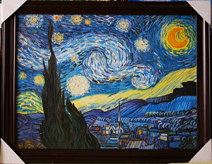 受注制作【大型新品】ゴッホ/星月夜/肉筆複製画模写/サイズ約70cm×90cm 直筆現品 大サイズ 西洋絵画