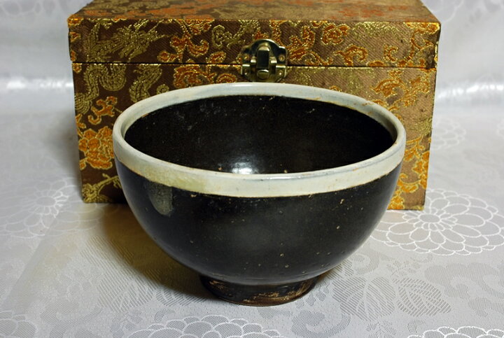 楽天市場】油滴白覆輪天目茶碗（黒釉白覆輪天目）河南天目 白縁天目 