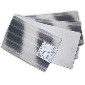 半幅帯 浴衣帯 夏用 本麻帯（グレー＆ブルー系 ぼかし柄） 日本製 夏祭り 花火大会 浴衣 小紋【メール便OK】