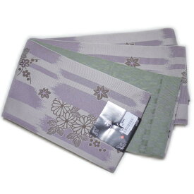 半幅帯 ロング 長尺リバーシブル細帯（ベージュに菊柄）日本製 浴衣 着物 小紋 レディース 女性 和装 和服【レターパックプラスOK】