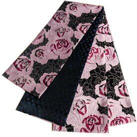 半幅帯 おりびと リバーシブル 細帯（薔薇柄）日本製 浴衣 着物 小紋 レディース 女性 和装 和服【レターパックプラスOK】