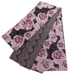 半幅帯 おりびと リバーシブル 細帯（薔薇柄）日本製 浴衣 着物 小紋 レディース 女性 和装 和服【レターパックプラスOK】