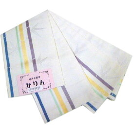 半幅帯 本場筑前博多織 特選 小袋帯（白地に竹林柄）日本製 小紋 浴衣 博多 半巾帯 四寸帯 細帯 正絹半幅 博多織 本筑帯 博多半巾帯 博多半幅帯【メール便OK】