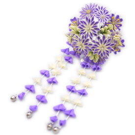 髪飾り 簪 つまみ細工 つまみかんざし（パープル系：大人用）成人式 振袖