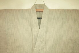 【男性 単衣の着物】遠州織・新しじら織 男着物単衣 透かし織・芭蕉色の五月雨 襦袢をつけて夏の単衣着物として 皺になりにくくなりました 直接着て浴衣として 能楽邦楽のお稽古着、くつろぎの部屋着としても