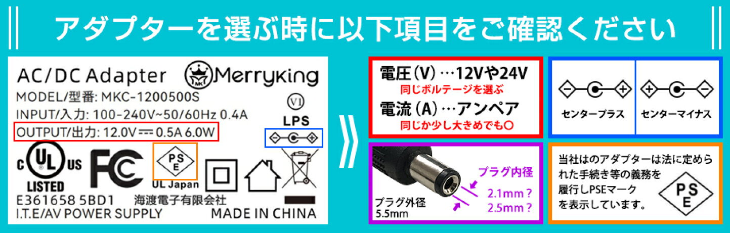 楽天市場 | ledテープ 電子部品 販売 海渡電子 - アダプターの選び方