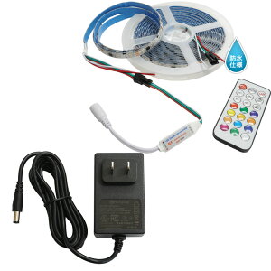 LEDe[vCg h RGB 12V 5m x[X RFRt 5050SMD 366[h+3A A_v^[Zbg