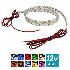 LEDテープライト 防水 12V 60cm 3チップ 白ベース ケーブル1.5m 両端子