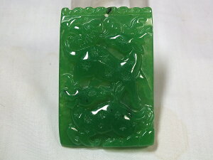 ■龍香堂■☆ミャンマー翡翠「福鹿牌子」60mm