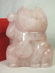 ■龍香堂■☆紅水晶「招き猫」置物120mm