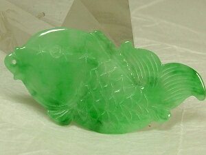 ■龍香堂■☆ミャンマー翡翠(ひすい)福魚トップ53mm